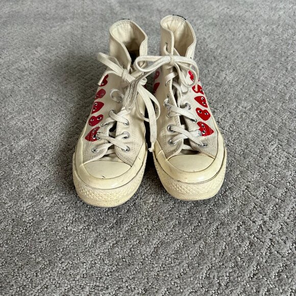 Converse x COMME des GARCONS PLAY Chuck 70 Hi Top 'Multi Heart, size W8/M6 - Picture 5 of 13